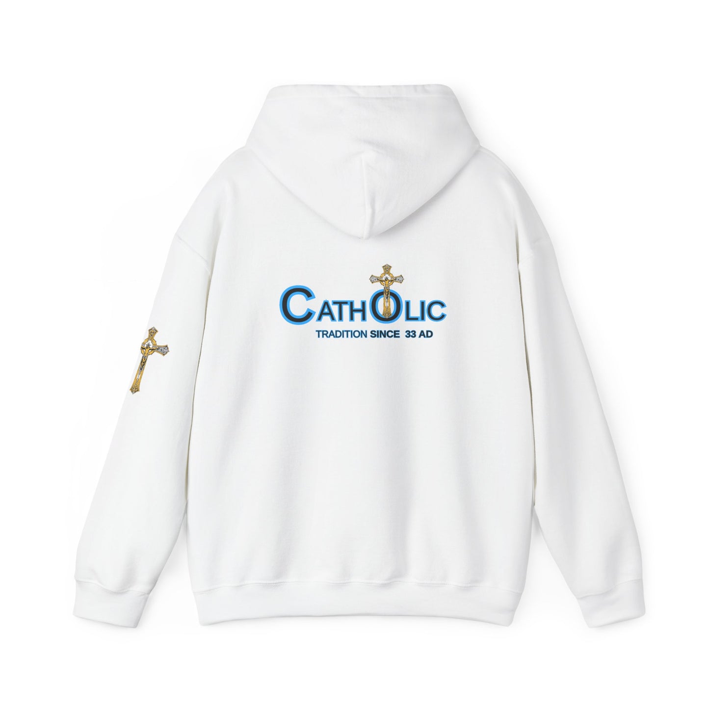 Catholic Hoodie - "Catholic: Tradition Since 33 AD" Pullover with Cross Accent (CT)