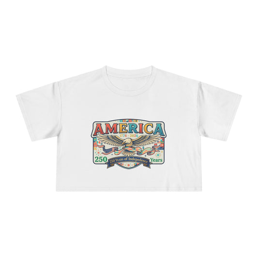 USA 250th ANNIVERSARY America Eagle  Women's Crop Tee | Patriotic 250 Years Independence Women's Crop Tee - Trending Novelties & Gifts