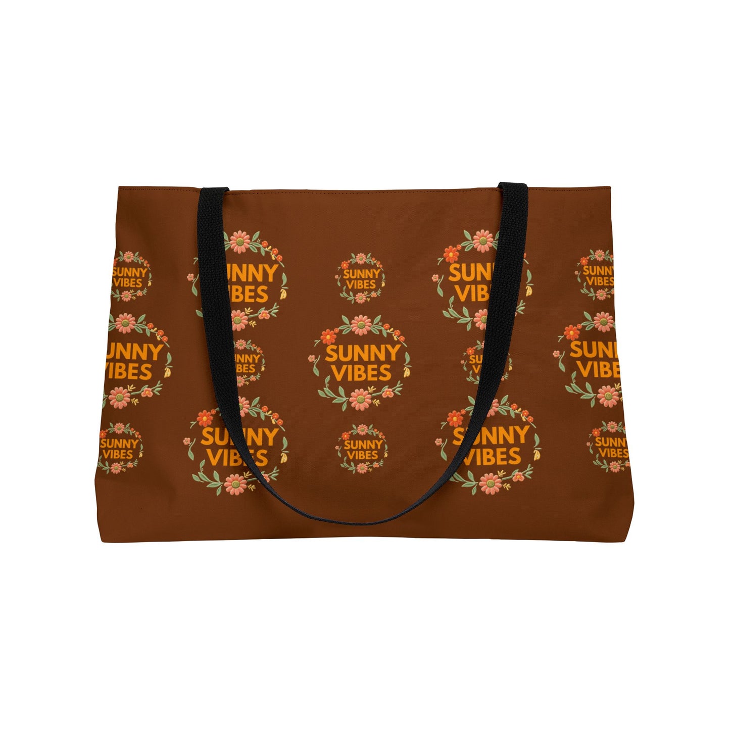 Summer Weekender Tote Bag — "Sunny Vibes" All Over Floral Canvas Beach & Travel Tote - Trending Novelties & Gifts