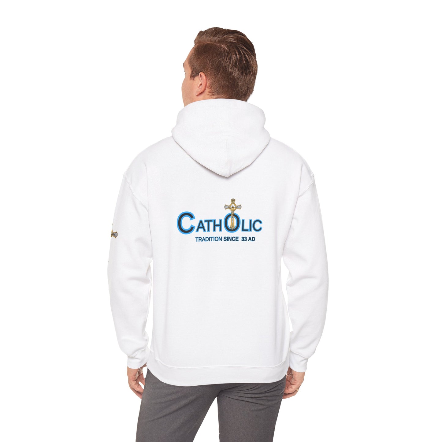 Catholic Hoodie - "Catholic: Tradition Since 33 AD" Pullover with Cross Accent (CT)