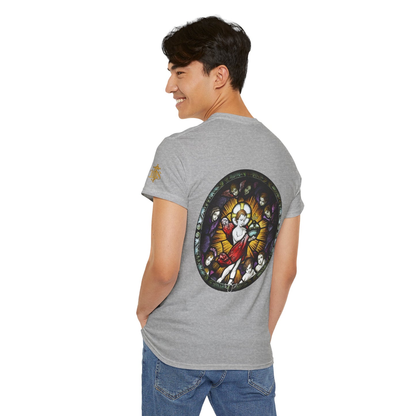 Baby Jesus Tee — Christian Stained Glass Graphic T‑Shirt (CT)