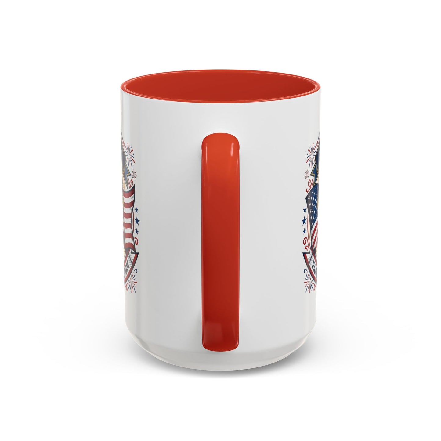 Faith, Family & Freedom Accent Coffee Mug — Patriotic Cross Mug  (USA 250th)