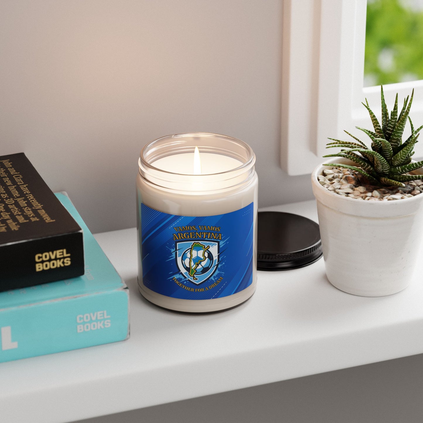 Argentina Soccer Crest Scented Candle — 9oz Blue Themed Argentina Soccer Candle - Trending Novelties & Gifts