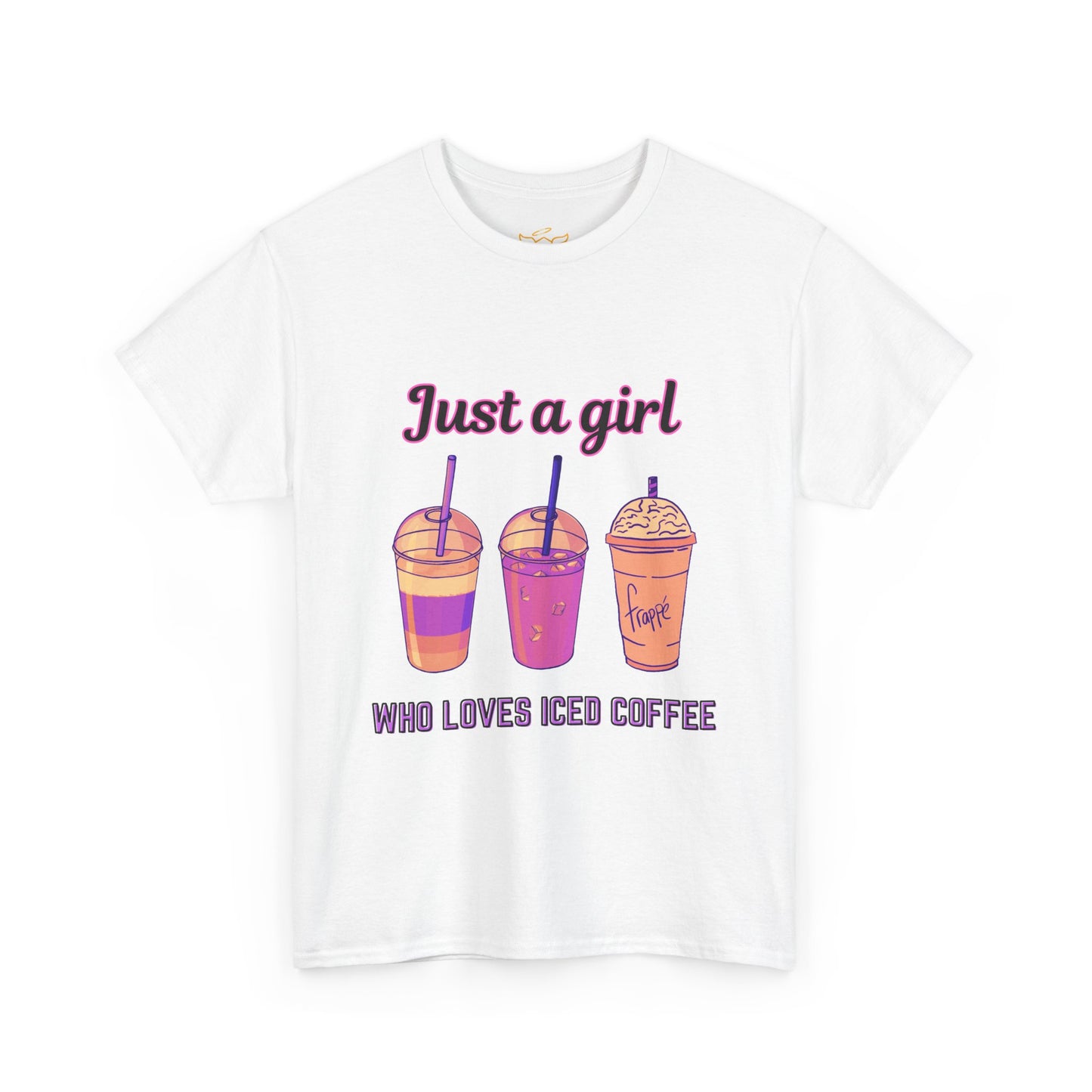 Coffee Lover Cotton Tee - Just a Girl Who Loves Iced Coffee