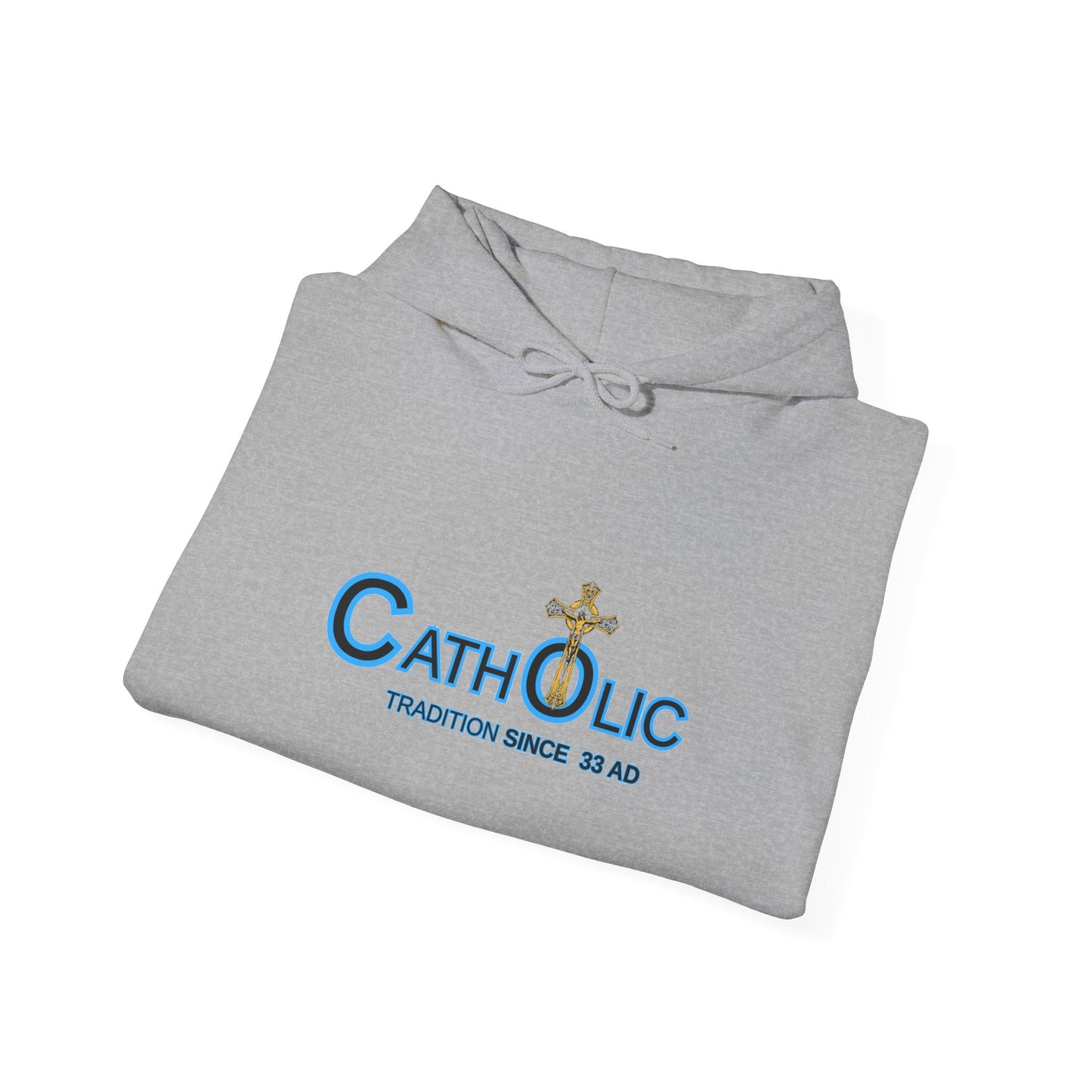Catholic Hoodie - "Catholic: Tradition Since 33 AD" Pullover with Cross Accent (CT)