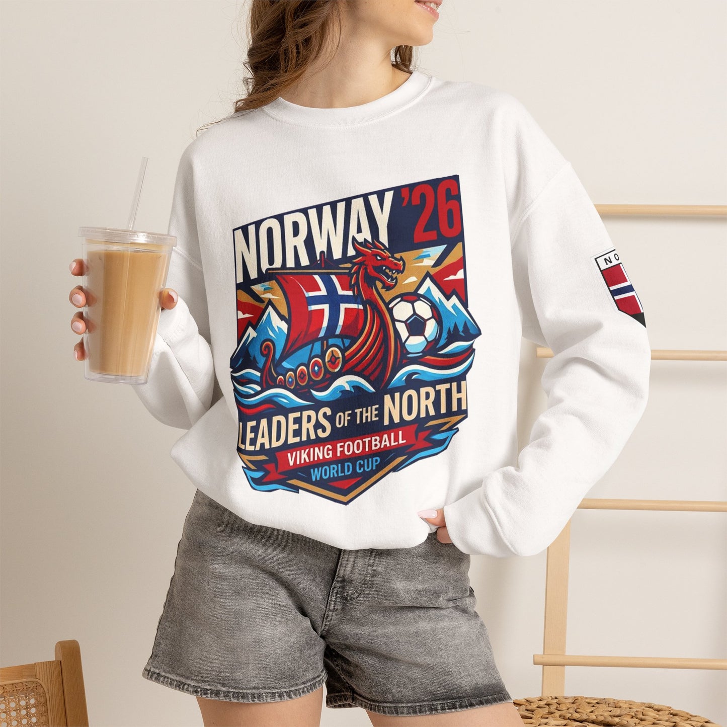 Norway '26 Viking Soccer Sweatshirt — Leaders of the North World Cup Fan Pullover