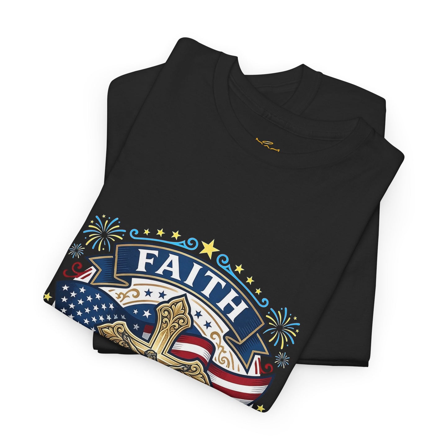 Catholic Faith Family & Freedom T-Shirt — American Flag Cross Patriotic T-shirt (USA 250th)