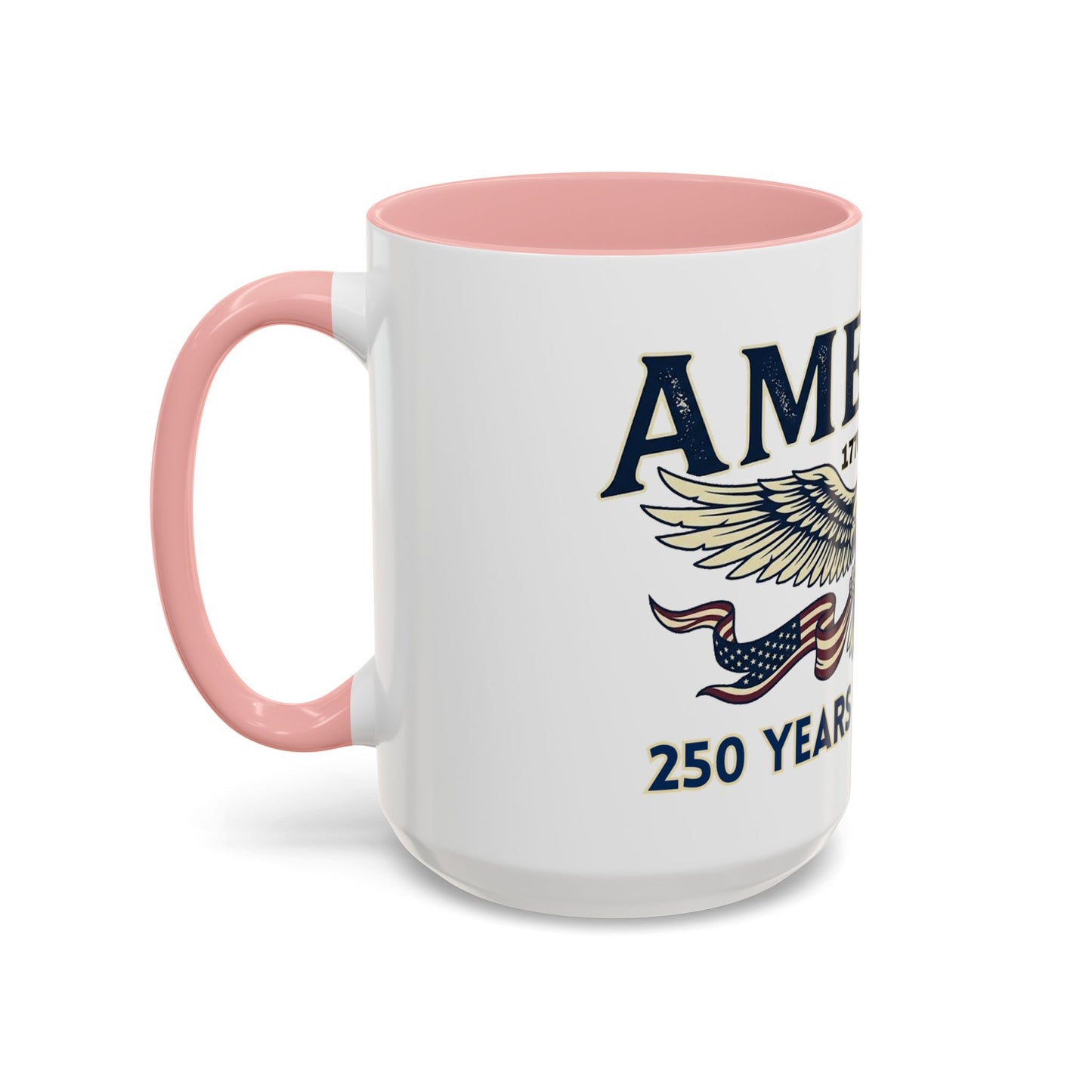 USA 250th ANNIVERSARY Accent Mug  | America  Eagle Coffee Mug — 250 Years of Freedom Accent Mug (11/15oz) - Trending Novelties & Gifts