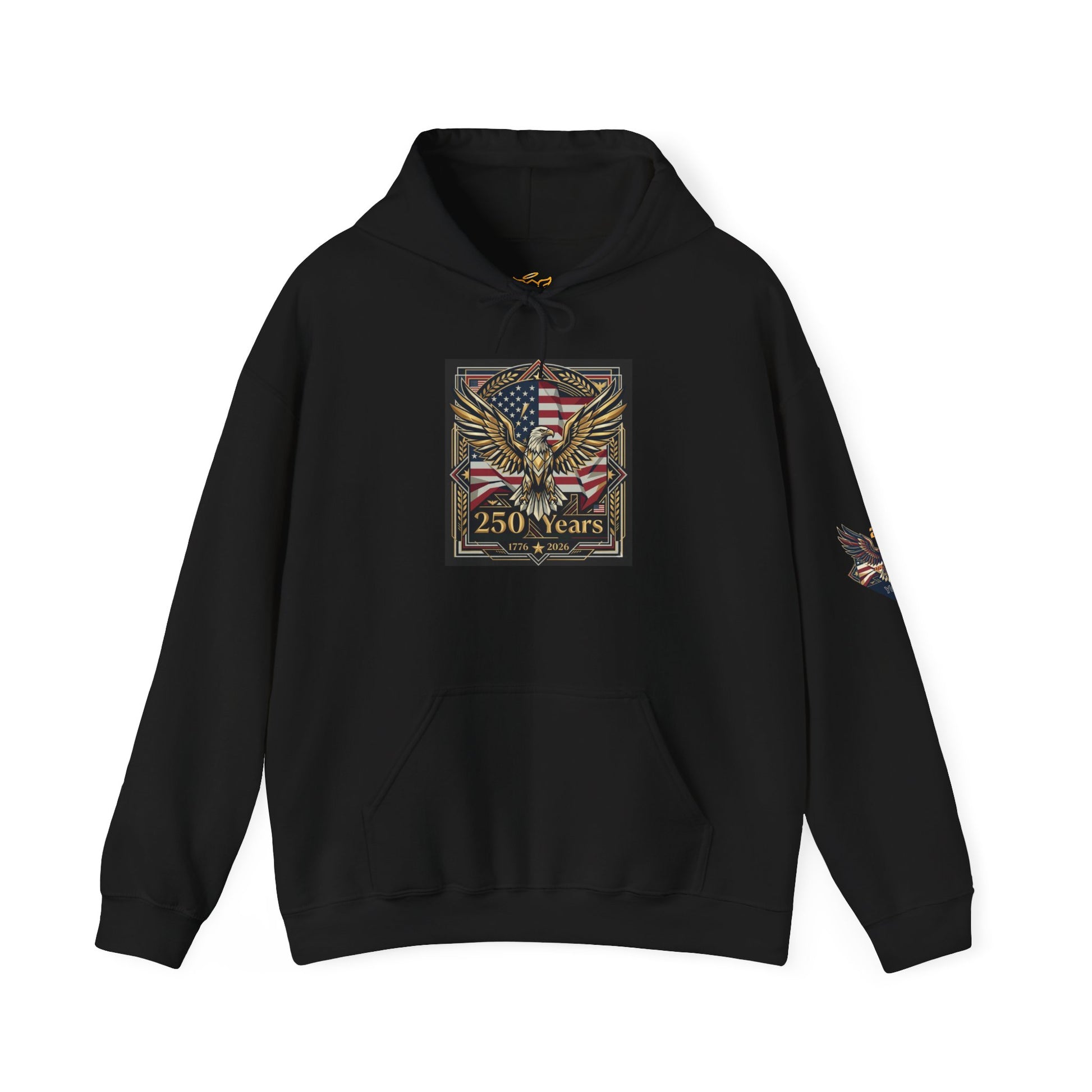 America 250 Years of Freedom Hoodie — USA 250th ANNIVERSARY Patriotic Hoodie, Black hoodie with 'Appalachian Raised' text on a white background