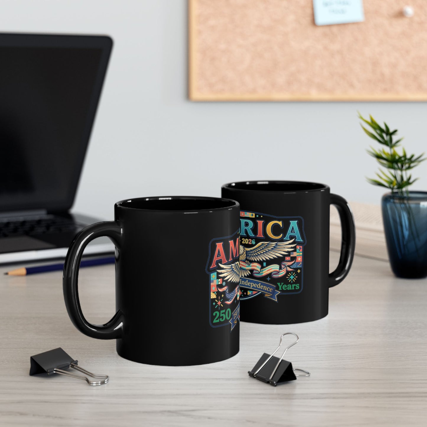 USA 250th ANNIVERSARY Eagle Black Mug | America 250th Anniversary Patriotic Coffee Cup - Trending Novelties & Gifts