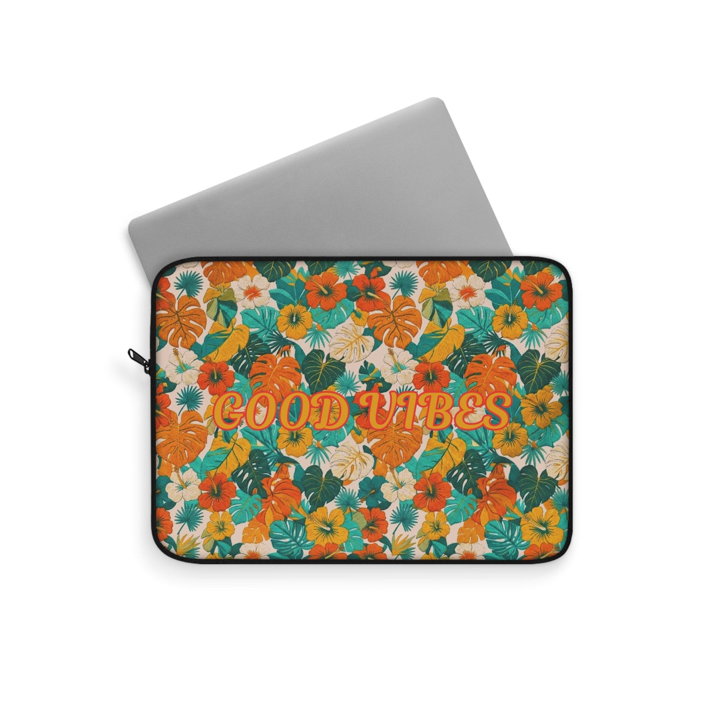 Good Vibes Floral Laptop Sleeve — Retro Tropical Protective Case. Summer. - Trending Novelties & Gifts