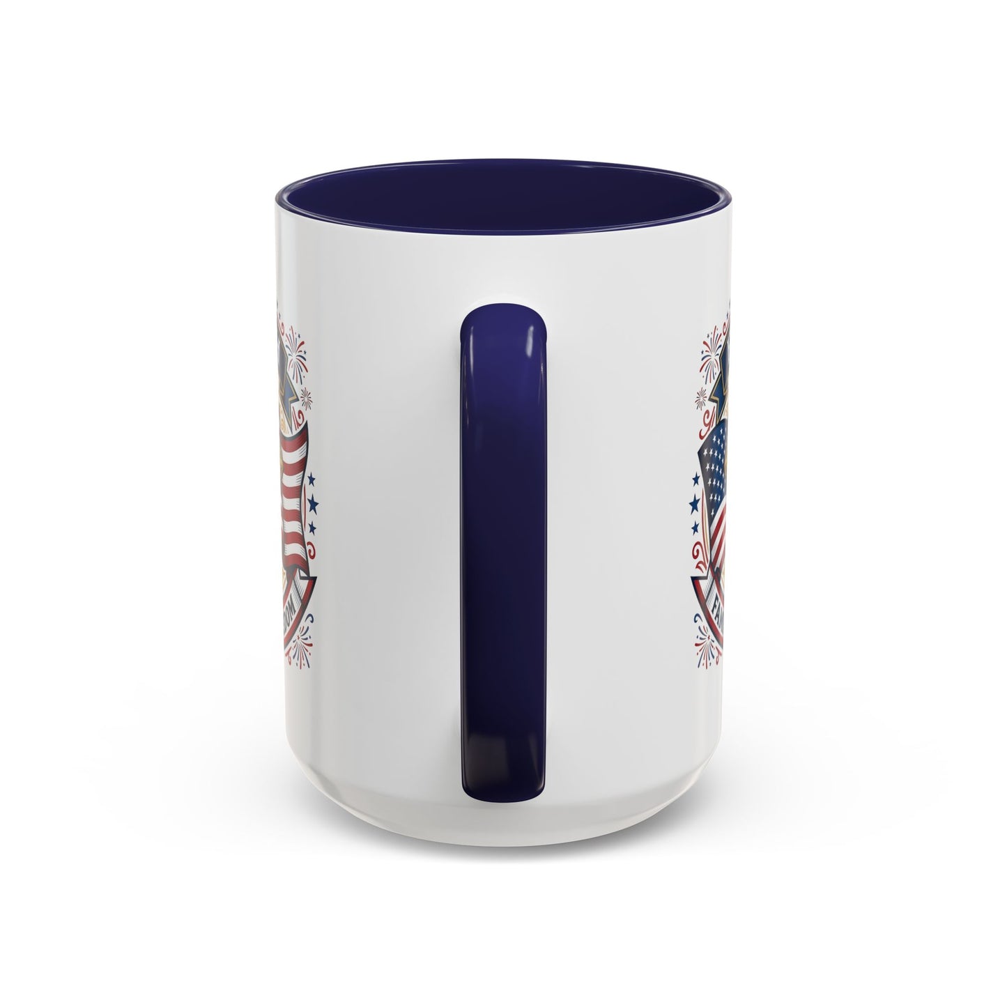 Faith, Family & Freedom Accent Coffee Mug — Patriotic Cross Mug  (USA 250th)