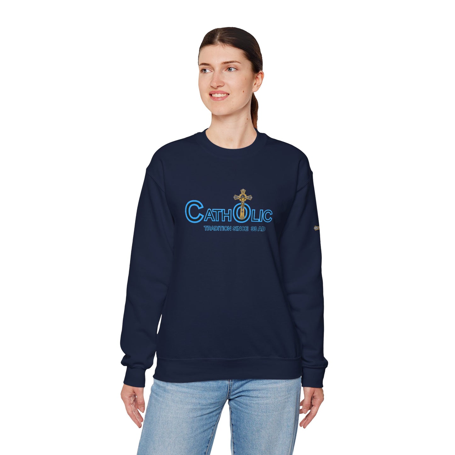 Catholic Crewneck Sweatshirt – "Tradition Since 33 AD" Religious Pullover ((CT)