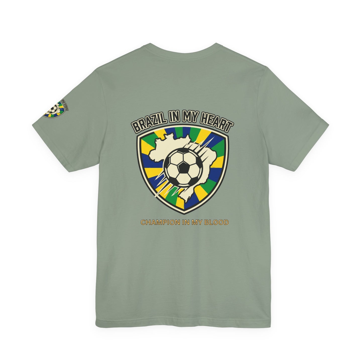 Brazil in My Heart Soccer Crest Tee | country pride, retro soccer - Trending Novelties & Gifts