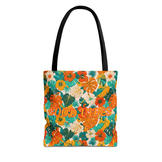 Good Vibes Floral Tote Bag — Summer Tropical All-Over Print Tote - Trending Novelties & Gifts