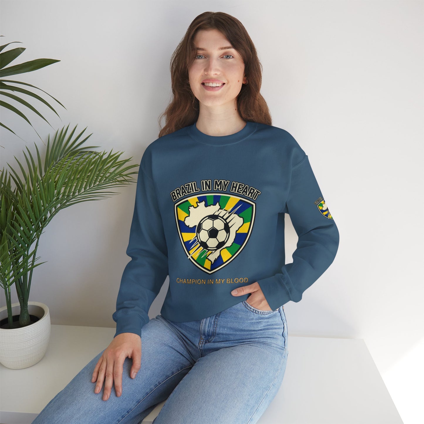 Brazil In My Heart Soccer Sweatshirt | Brazil fans world cup Soccer 2026 Sweatshirt - Trending Novelties & Gifts