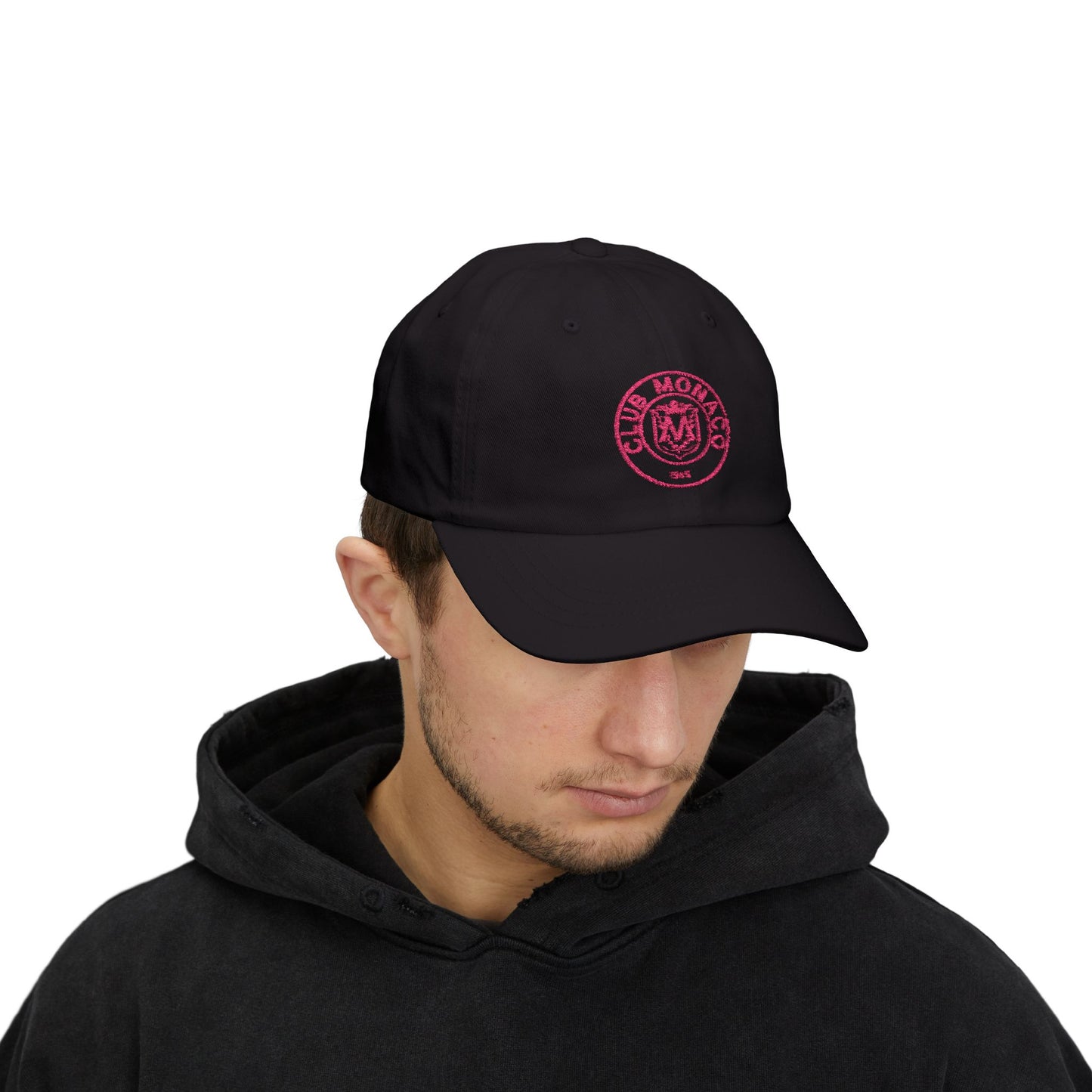 Club Monaco Embroidered Dad Cap — Classic White Baseball Hat (EM)