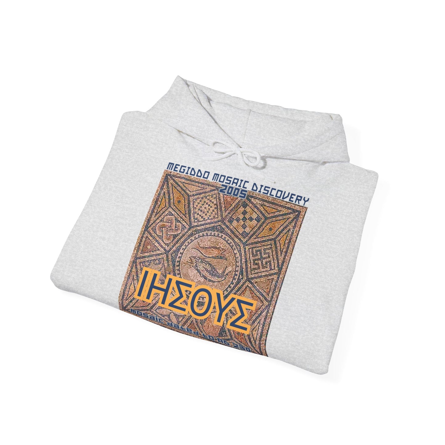 Megiddo Mosaic Souvenir Unisex Hoodie - Catholic Faith Souvenir Hoodie, Christian Vintage Hoodie, MMD.