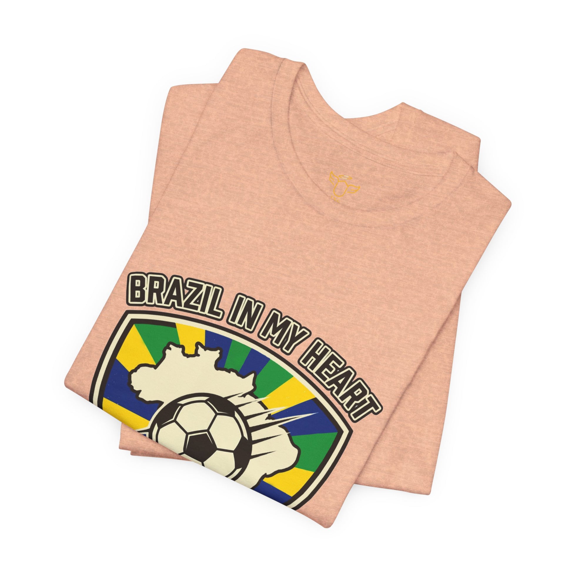 Brazil in My Heart Soccer Crest Tee | country pride, retro soccer - Trending Novelties & Gifts