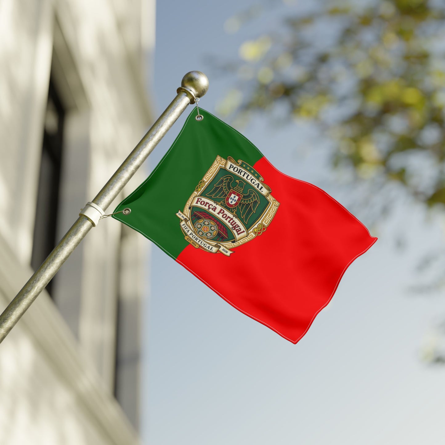 Portugal Soccer Fans Double-Sided Flag — "Força Portugal" Football Flag