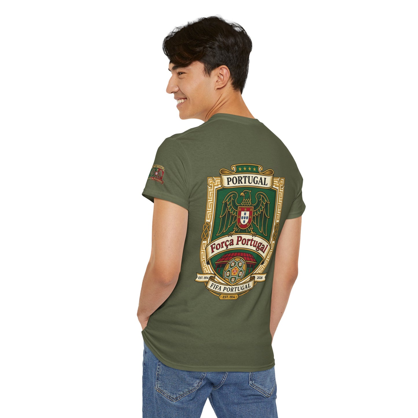 Portugal Soccer Team Fan T‑Shirt — Vintage Portugal Soccer Crest Tee