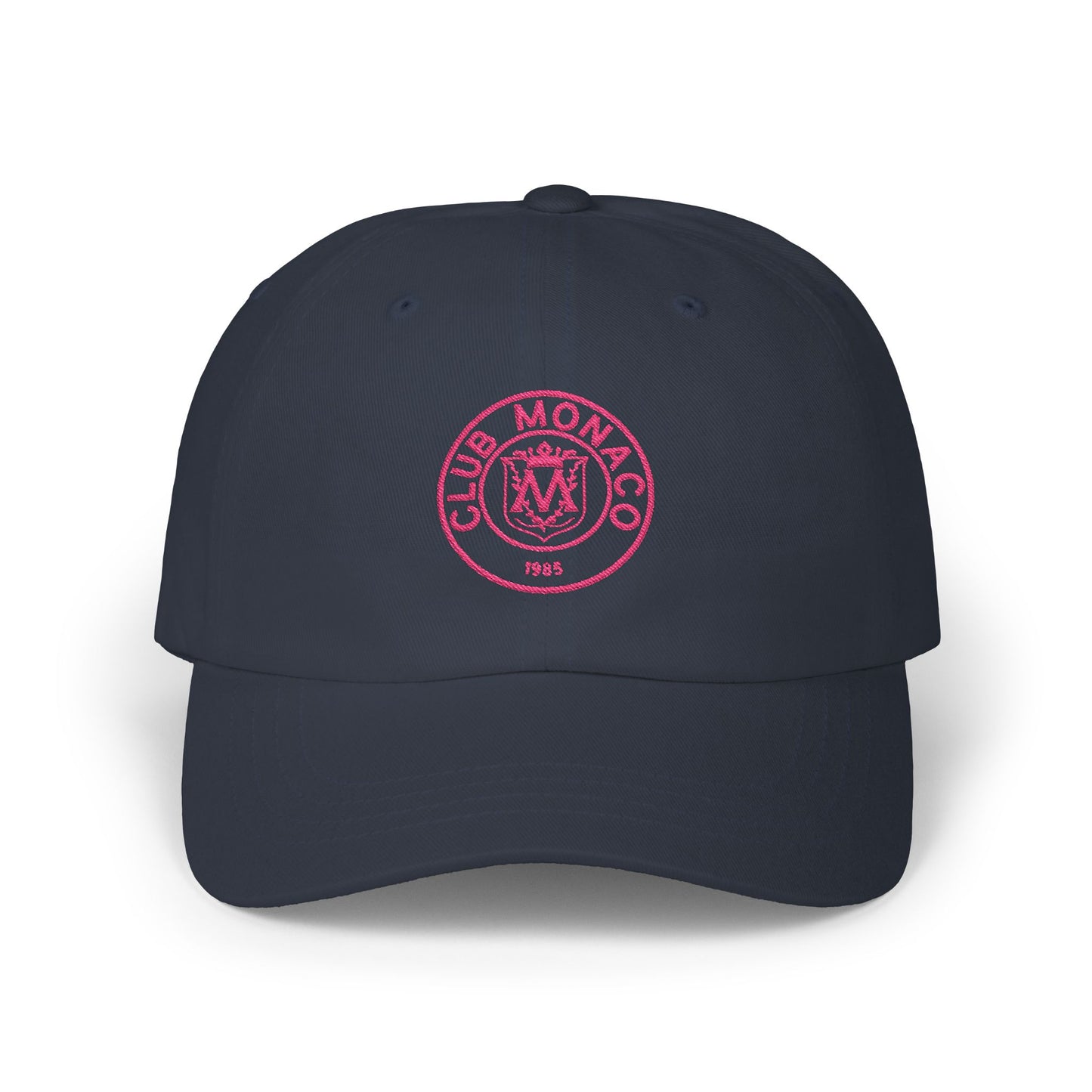 Club Monaco Embroidered Dad Cap — Classic White Baseball Hat (EM)