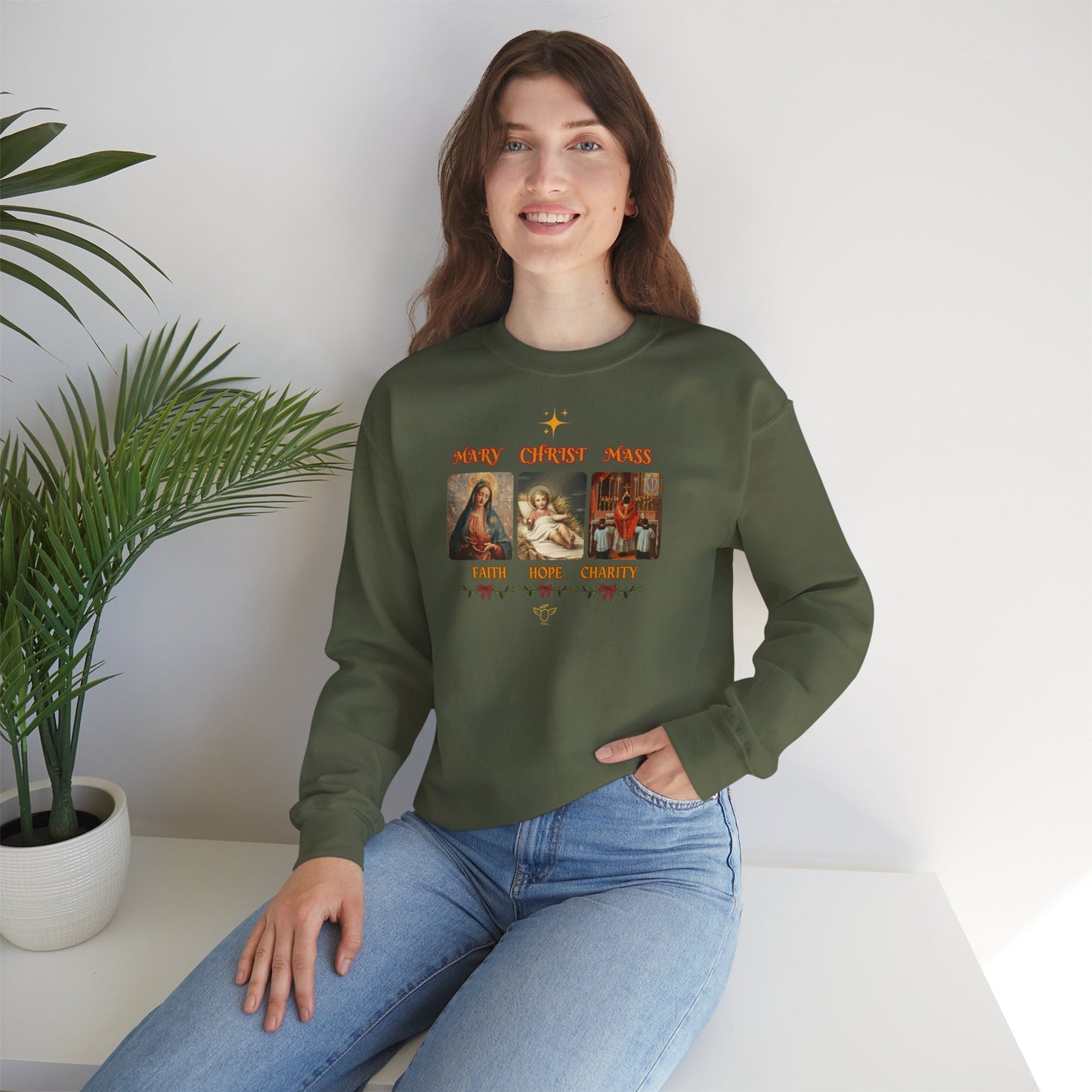 Christmas Crewneck Sweatshirt - Catholic Holiday Design (CT)