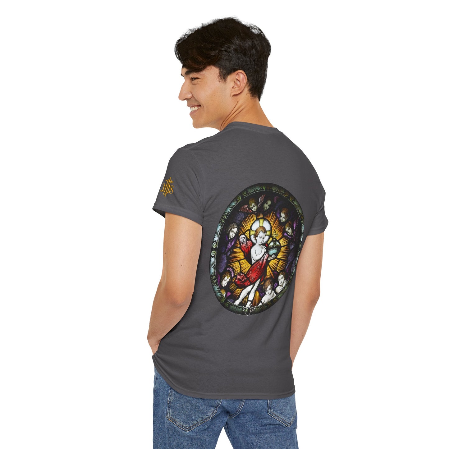 Baby Jesus Tee — Christian Stained Glass Graphic T‑Shirt (CT)