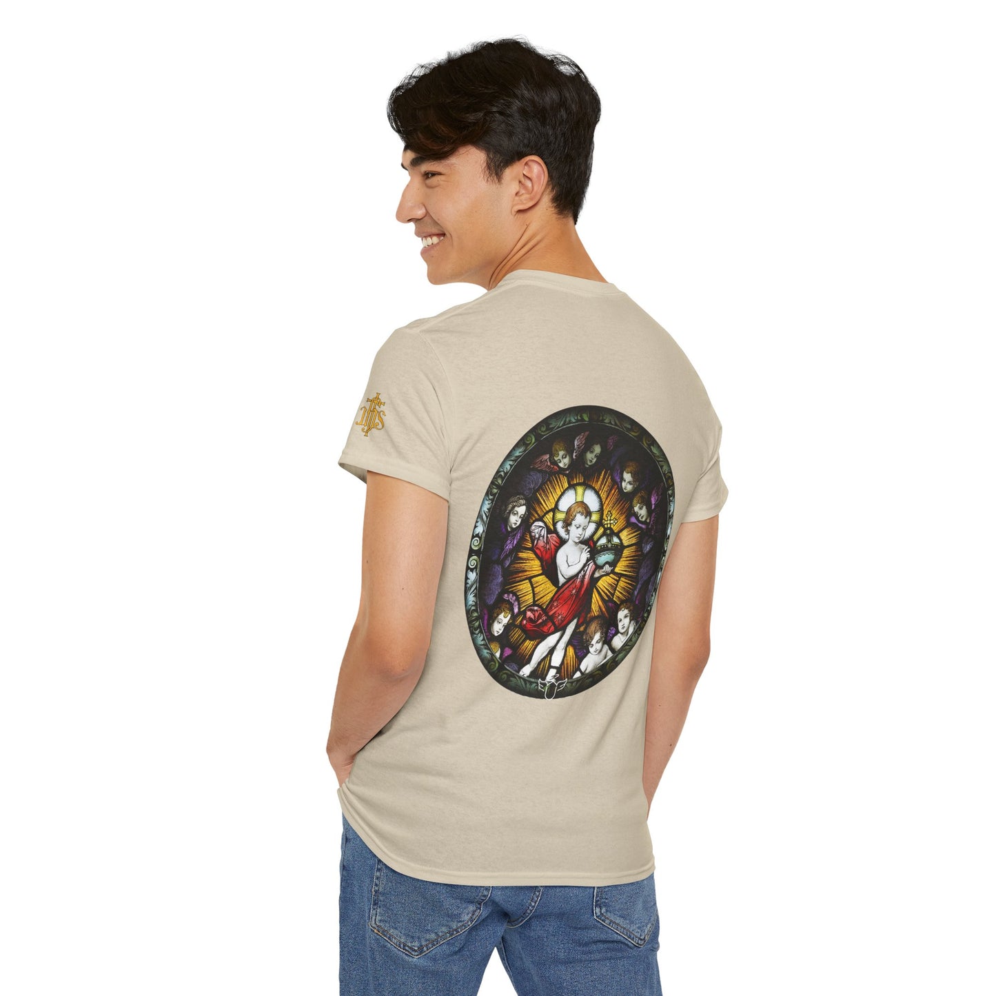 Baby Jesus Tee — Christian Stained Glass Graphic T‑Shirt (CT)