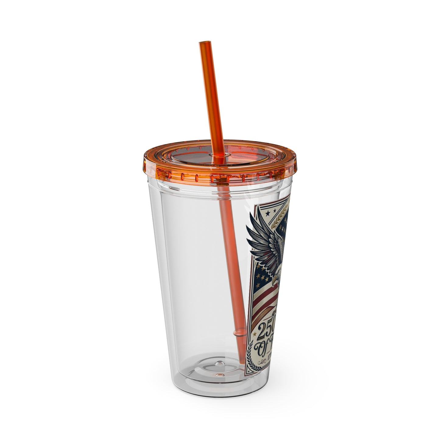 USA 250th ANNIVERSARY - Patriotic Eagle Tumbler 16oz – "250 Years of Freedom" USA Flag Straw Cup - Trending Novelties & Gifts