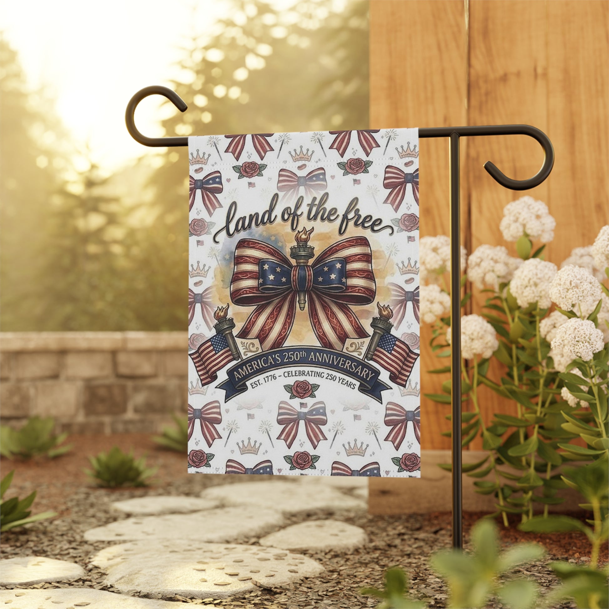 Patriotic 'Land of the Free' Garden Flag – USA 250th Anniversary Banner - Trending Novelties & Gifts