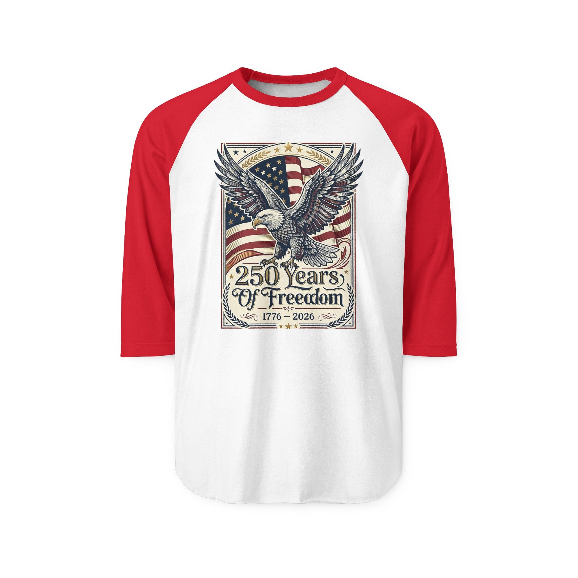 250 Years of Freedom Eagle Raglan Shirt — USA 250th ANNIVERSARY Baseball Tee - Trending Novelties & Gifts
