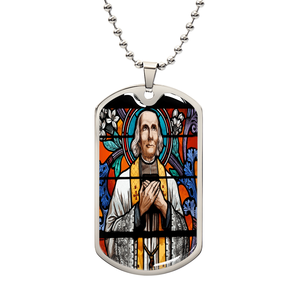Catholic Saints Pendant - St. John Vianney's Luxury Graphic Dog Tag Necklace (C)