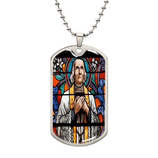 Catholic Saints Pendant - St. John Vianney's Luxury Graphic Dog Tag Necklace (C)