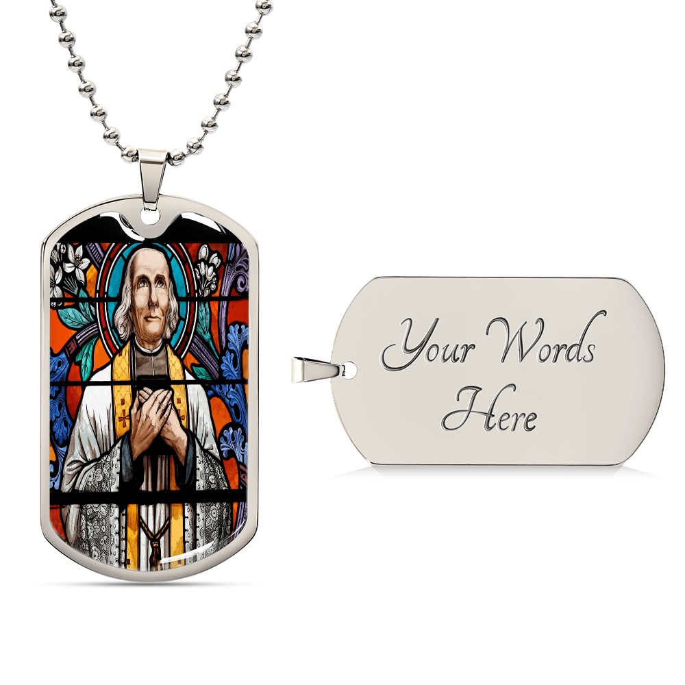 Catholic Saints Pendant - St. John Vianney's Luxury Graphic Dog Tag Necklace (C)