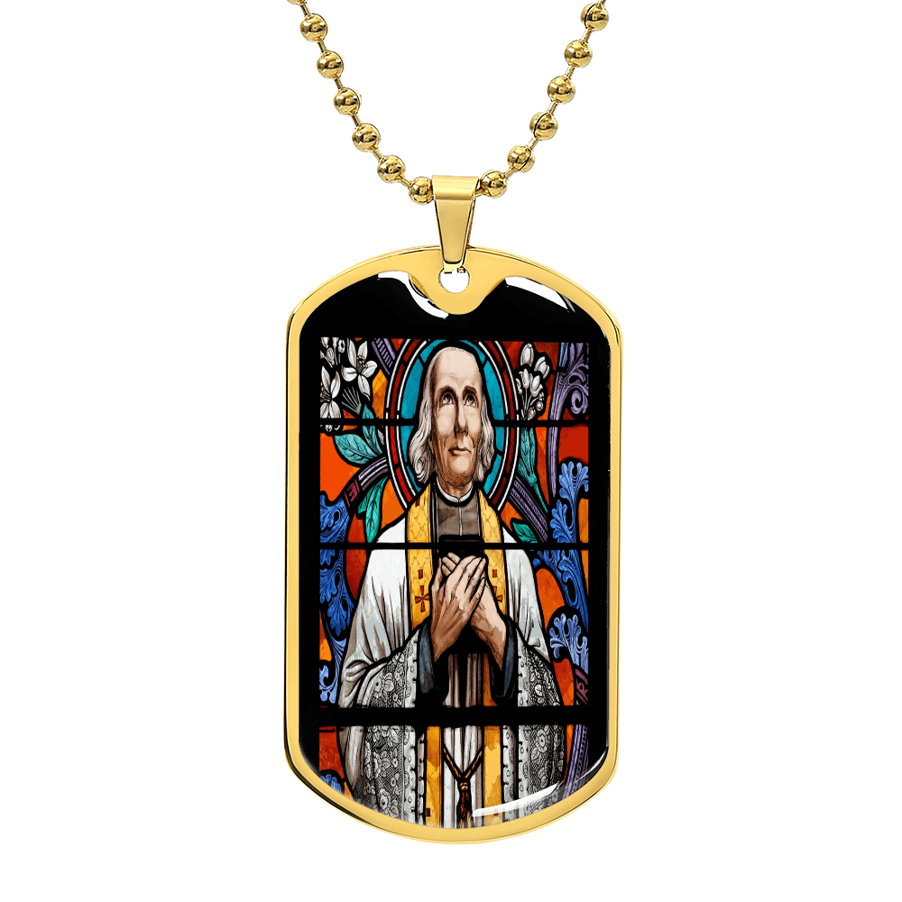 Catholic Saints Pendant - St. John Vianney's Luxury Graphic Dog Tag Necklace (C)