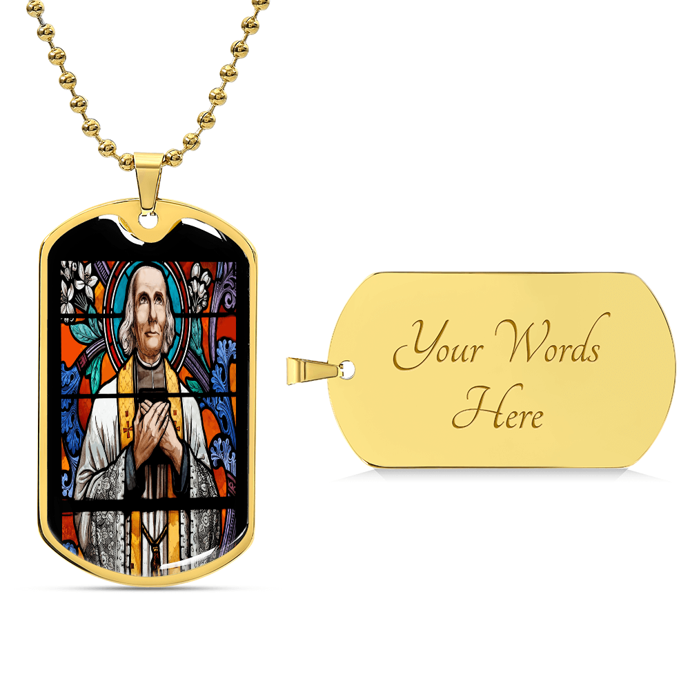 Catholic Saints Pendant - St. John Vianney's Luxury Graphic Dog Tag Necklace (C)