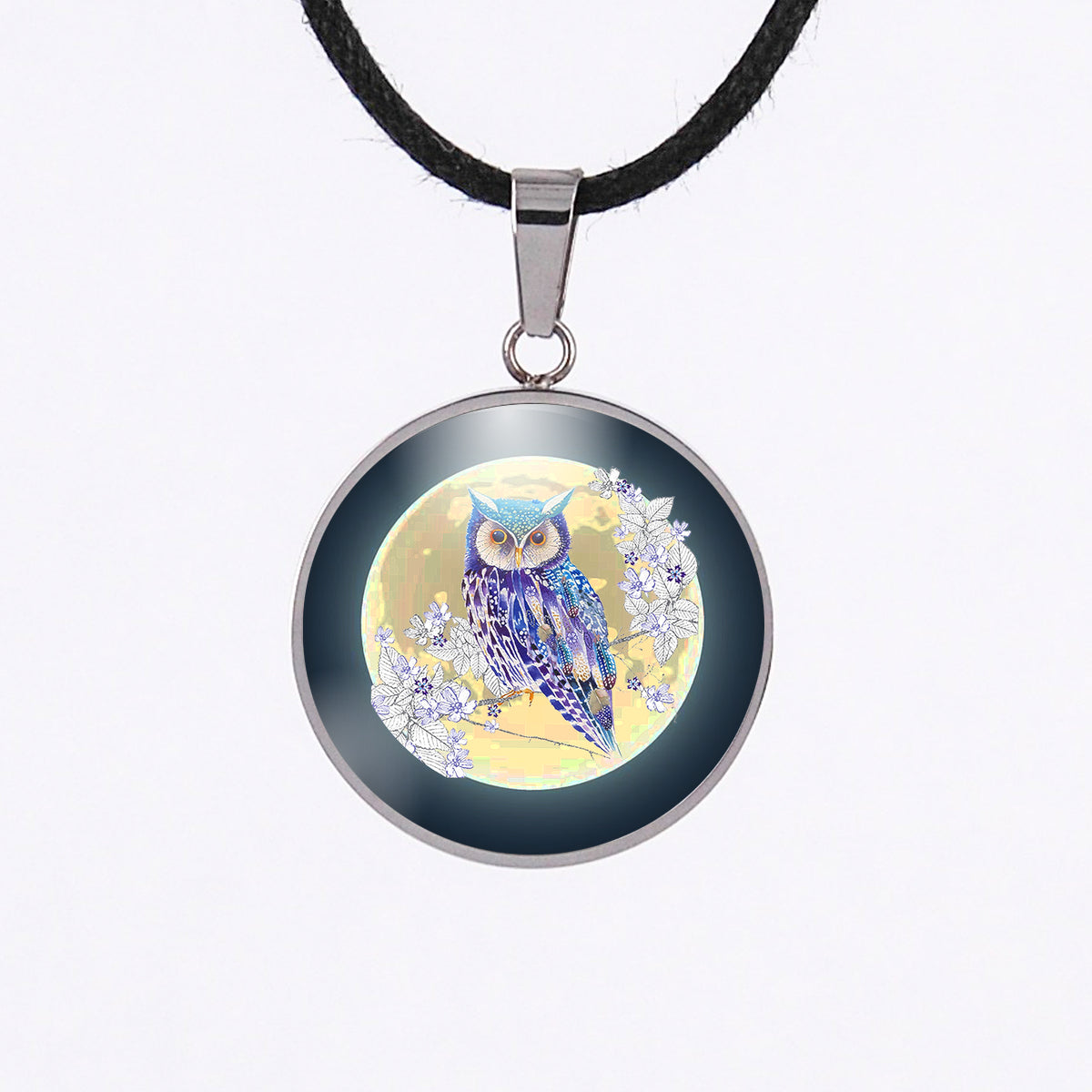 Unique medallion - Owl Moon, Unique owl medallion necklace