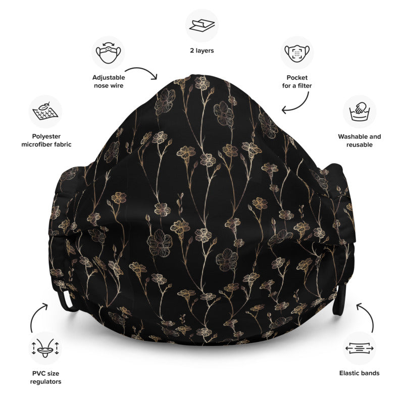 Black Daisy Premium Reusable face mask