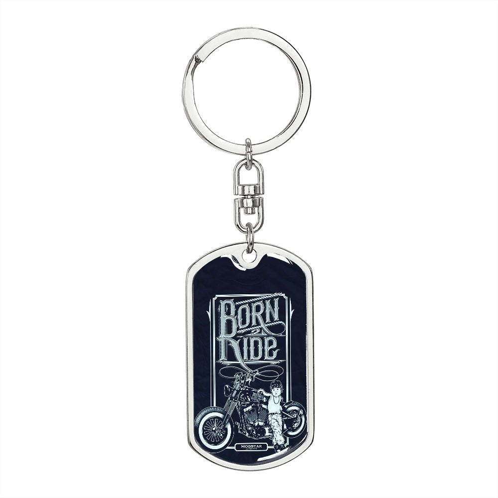 Born To Ride Bikers Dog Tag Keychain, customize engraving keychain