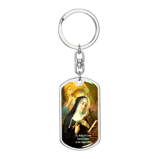 Saint Rita of Casia Medal Dog Tag Keychain