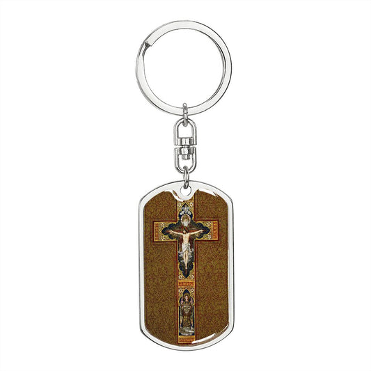 Classic Holy Trinity Medal Dog Tag Keychain
