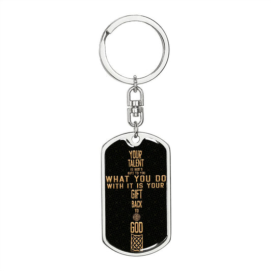 Graphic Design Cross dogtag love keychain, customize engraving keychain