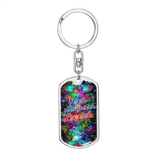 graphic dogtag love keychain, personalized engraving keychain