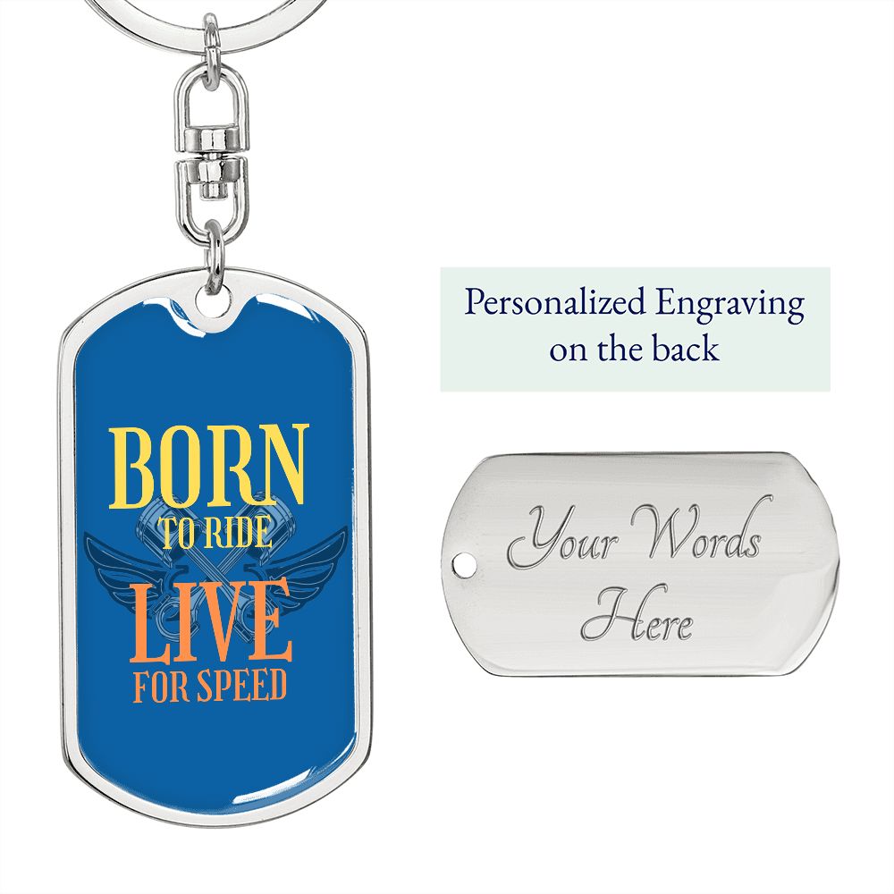 Born To Ride Bikers Dog Tag Keychain, customize engraving keychain