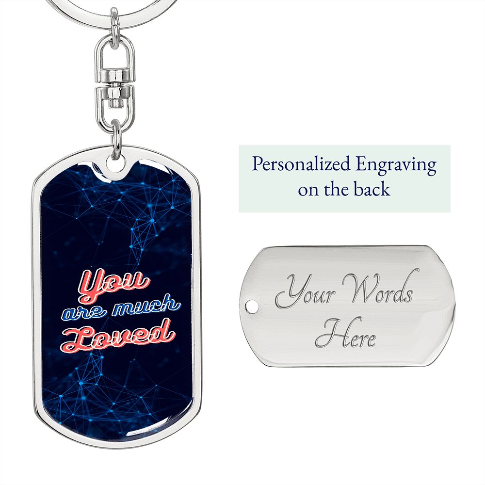 graphic dogtag love keychain, personalized engraving keychain