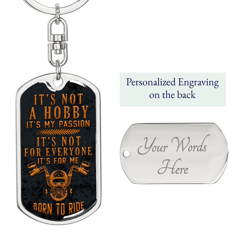 Born To Ride Bikers Dog Tag Keychain, customize engraving keychain