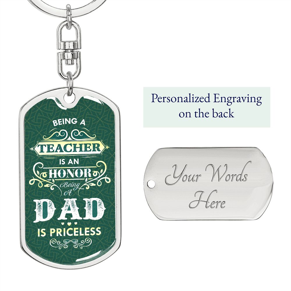 Graphic Design Keychain For Dad with custom engraving