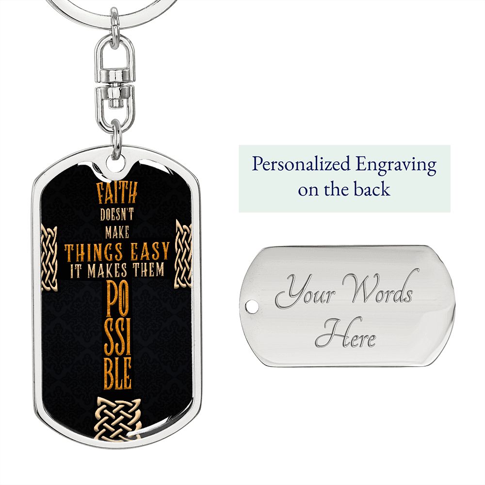Graphic Design Cross dogtag love keychain, customize engraving keychain