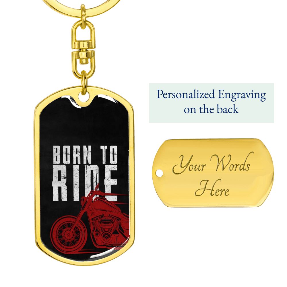 Born To Ride Bikers Dog Tag Keychain, customize engraving keychain